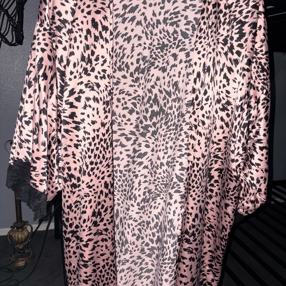 Pink and Black Animal Print Kimono